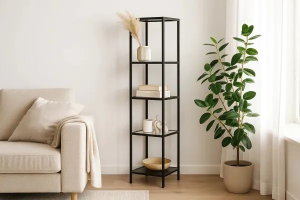 Стеллаж со стеклянными полками "Нора" гостиная