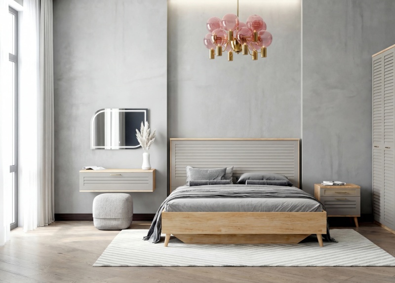 Тумба подвесная 1 ящ "Гавана" спальня Светло-серая